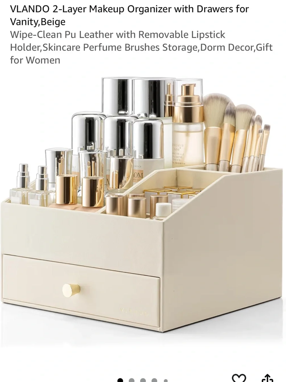 VLando 2-Layer Makeup Organizer Drawer - Cream